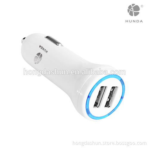 Customized logo print mobile phone 4.8A smart mini 2 port usb car charger